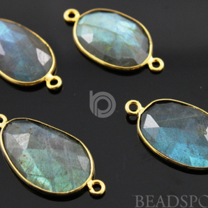 Labradorite Faceted Bezel Connector, (LABC020-A) - Beadspoint