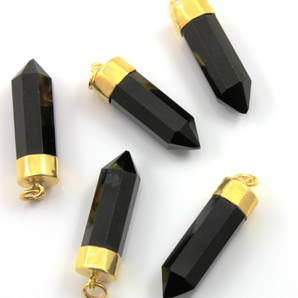 Black Onyx Faceted Point Pendant Bezel,(BZC9024/BNX) - Beadspoint