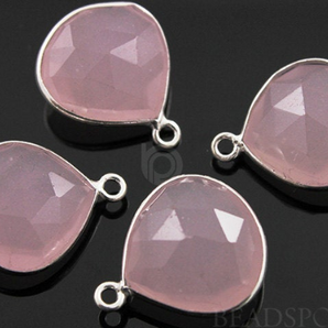 Rose Quartz Faceted Heart Shape Bezel, (SSBZ6096) - Beadspoint