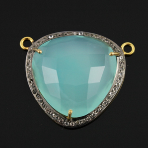 Aqua Chalcedony w/ White Sapphire,, (AQUA/WTZ/29) - Beadspoint