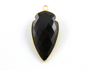 Black Onyx Medium Triangle  Faceted Bezel, (BZC9023/BNX/MD) - Beadspoint