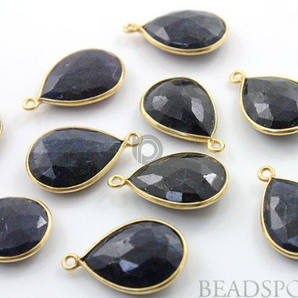 Dyed Sapphire Faceted Pear Shape Bezel, (BZC7286) - Beadspoint