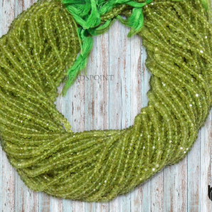 Peridot Faceted Roundel Beads, (PRDT45RNDL) - Beadspoint