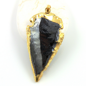 Black Obsidian Electroplated Arrowhead, (BZC9026/BOBS/LG) - Beadspoint