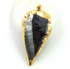 Black Obsidian Electroplated Arrowhead, (BZC9026/BOBS/LG) - Beadspoint