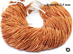 Hessonite Shaded Micro Faceted Rondelle Beads, (HESSO-2.5RNDL) - Beadspoint
