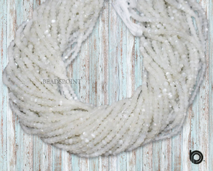 White Moonstone  Faceted Rondelle Beads, (RMNS375RNDL-1) - Beadspoint