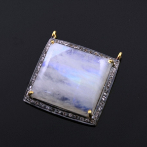 Pave Diamond Rainbow Moonstone Pendant -- RNBWTZ-A202 - Beadspoint