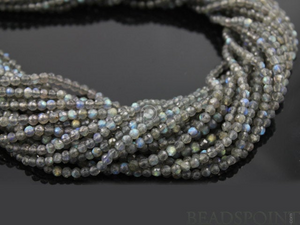 Grey Labradorite Small Micro Faceted Rounds, (LAB4FRND) - Beadspoint