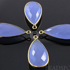 Light Blue Chalcedony Faceted Pear Bezel, (BZC7060) - Beadspoint
