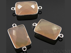 Sand Chalcedony Faceted Chicklet Cushion Bezel Connector, (SSBZC7450) - Beadspoint