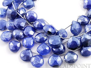 Sparkling Blue Chalcedony Faceted Heart Drops, (SBCL/10HRT), - Beadspoint