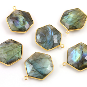 Labradorite Faceted Hexagon Bezel, (BZC9025/LAB/NEW) - Beadspoint