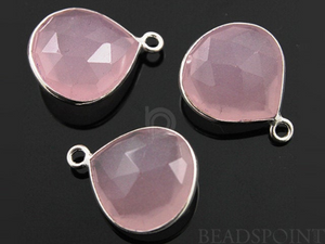 Rose Quartz Faceted Heart Shape Bezel, (SSBZ6096) - Beadspoint