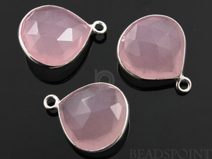 Rose Quartz Faceted Pear Shape Bezel, (SSBZ7021) - Beadspoint