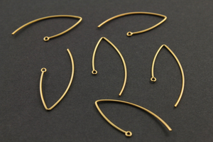 Sterling Silver Vermeil Open Marquis Ear Wire, (VM/699/15x35) - Beadspoint