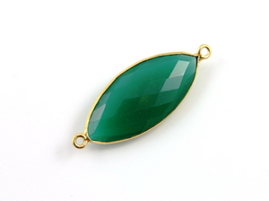 Natural Green Onyx Faceted Marquise Bezel, (BZCT3506) - Beadspoint