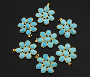 Turquoise Fancy Flower Pendant , (FLR-107/B) - Beadspoint