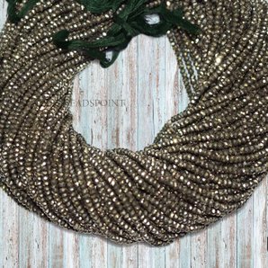 Natural Pyrite faceted Rondelle Beads, (PRT375RNDL) - Beadspoint