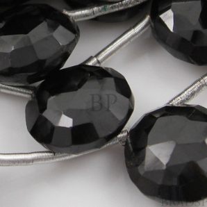 Black Onyx Faceted Top Drilled Coin Beads, (X9COIndrop) - Beadspoint