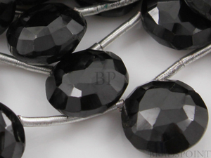Black Onyx Faceted Top Drilled Coin Beads, (X9COIndrop) - Beadspoint