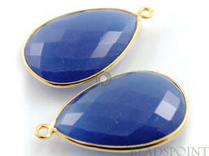Blue Sapphire Chalcedony Faceted Pear Shape Bezel, (BZC7088) - Beadspoint
