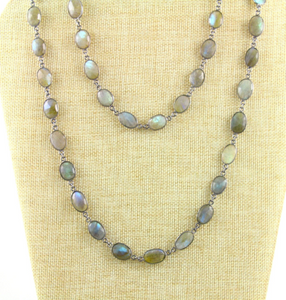 Flashy Blue Labradorite Faceted Oval Shape Chain, (BC-LAB-42) - Beadspoint