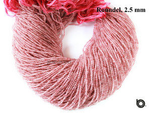Strawberry Quartz Micro Faceted Rondelle Beads, (STRBER-2.5RNDL) - Beadspoint