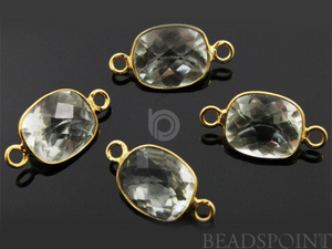 Green Amethyst Faceted Rectangle Connector, ( BZC7360) - Beadspoint