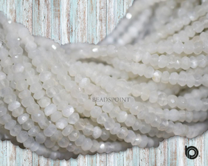 White Moonstone  Faceted Rondelle Beads, (RMNS375RNDL-1) - Beadspoint