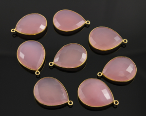 Rose Quartz Faceted Pear Shape Bezel, (BZCT1000) - Beadspoint