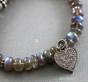 Pave Diamond Heart Charm-- DCH-124 - Beadspoint