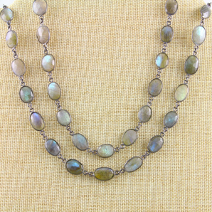 Flashy Blue Labradorite Faceted Oval Shape Chain, (BC-LAB-42) - Beadspoint