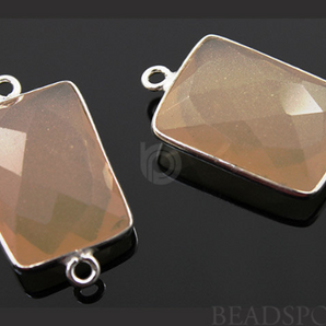 Sand Chalcedony Faceted Chicklet Cushion Bezel Connector, (SSBZC7450) - Beadspoint