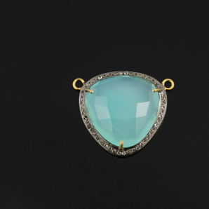 Aqua Chalcedony w/ White Sapphire,, (AQUA/WTZ/29) - Beadspoint