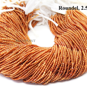 Hessonite Shaded Micro Faceted Rondelle Beads, (HESSO-2.5RNDL) - Beadspoint