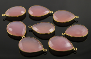 Rose Quartz Faceted Pear Shape Bezel, (BZCT1000) - Beadspoint