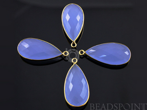 Light Blue Chalcedony Faceted Pear Bezel, (BZC7060) - Beadspoint
