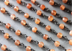 Sunstone Wire Wrapped Rosary, (RS-SST-19) - Beadspoint