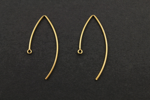 Sterling Silver Vermeil Open Marquis Ear Wire, (VM/699/15x35) - Beadspoint