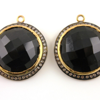 Black Onyx w/ White Sapphire, (BNX/WTZ/25) - Beadspoint
