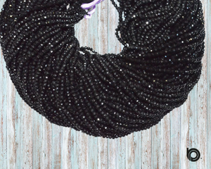 Natural Black Spinel Faceted Rondelle Beads, (BSPNL4RNDL) - Beadspoint