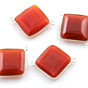 Natural Carnelian Faceted Cushion, (SSBZC8037) - Beadspoint