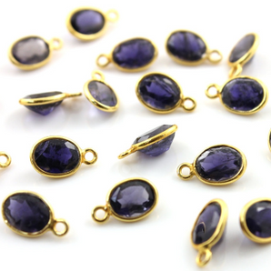 Iolite Faceted Tiny Oval Bezel Gemstone, (BZC9002) - Beadspoint