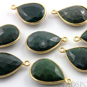 Dyed Emerald Faceted Pear Shape Bezel, (BZC7287) - Beadspoint