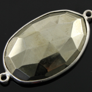 Pyrite Faceted Oval Connector, (SSBZC7352-C) - Beadspoint