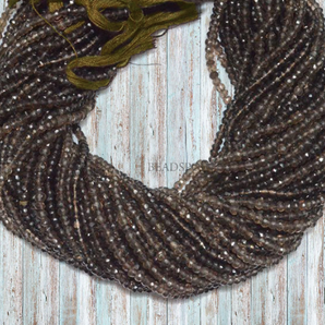 Smoky Quartz Faceted Rondelle Beads,(STPZ3504RNDL) - Beadspoint