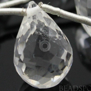 Rock Crystal Faceted Tear Drops, (CRY7x12TEAR) - Beadspoint