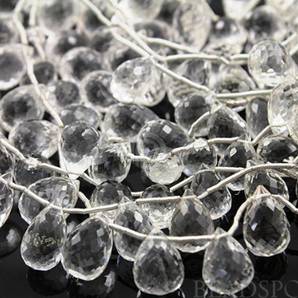 Rock Crystal Faceted Tear Drops, (CRY7x12TEAR) - Beadspoint