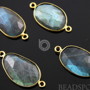 Labradorite Faceted Oval Connector, (LABC020-D) - Beadspoint